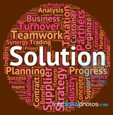 Solution Word Represents Succeed Solving And Successful Stock Image