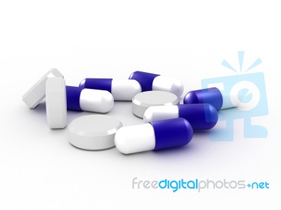 Some Pills And Tablets - Illustration Stock Image