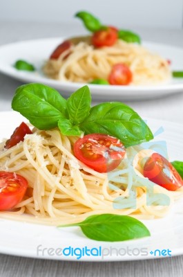 Spaghetti With Tomato Stock Photo