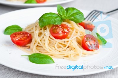 Spaghetti With Tomato Stock Photo