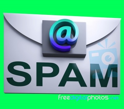 Spam Envelope Shows Junk Mail Electronic Spamming Stock Image
