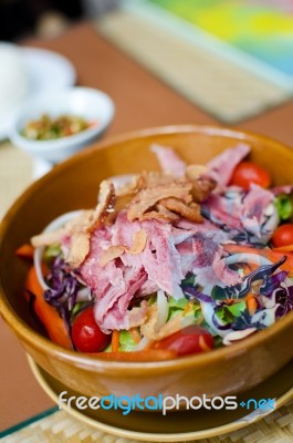 Spicy Pork Ham Salad Stock Photo