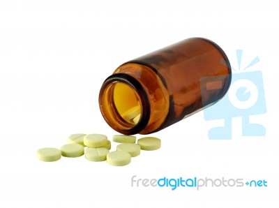 Spilt Tablets From Bottle Stock Photo