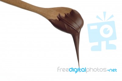 Spoon With Chocolate Cream Stock Photo