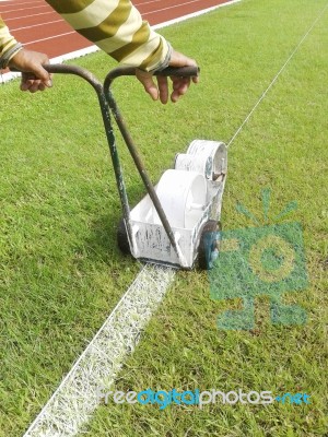 Sport Field Marking Paint Stock Photo