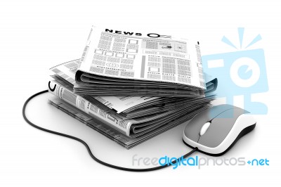 Stack Of Newspapers With Mouse Stock Image