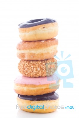 Stacked Donut On White Stock Photo