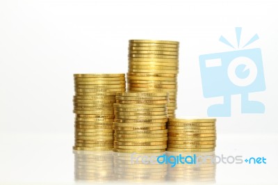 Stacked Gold Coin Stock Photo