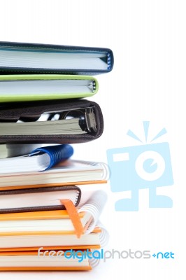 Stacked Notebooks Stock Photo