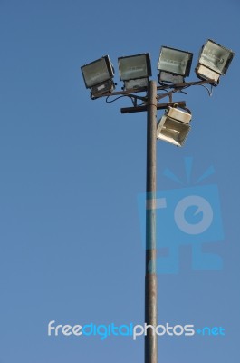 Stadium Lights Pole Stock Photo