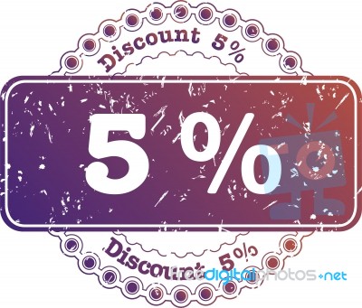 Stamp Discount Five Percent Stock Image