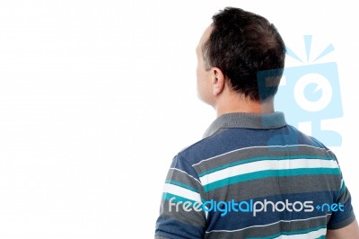 Standing Man Back View Isolated On White Stock Photo