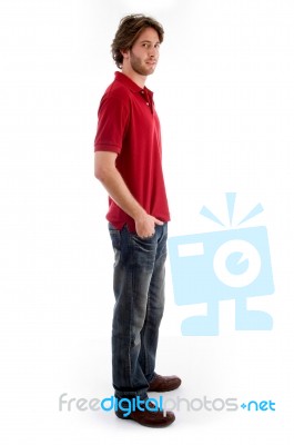 Standing Man With Hands In Pocket Stock Photo