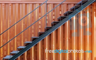 Steel Stairs With Cargo Container Stock Photo