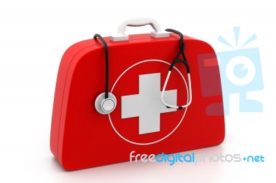 Stethoscope And First Aid Kit Stock Image