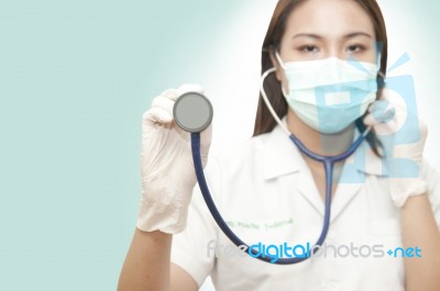 Stethoscope In Doctor Hand Stock Photo