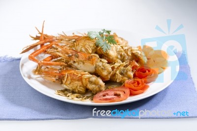 Stir Fried Shrimps Stock Photo