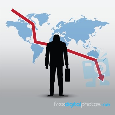 Stock Market Crash And Businessman Fail Stock Image