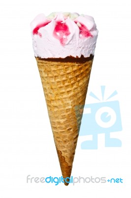 Strawberry Flavor Cone Ice Cream Stock Image