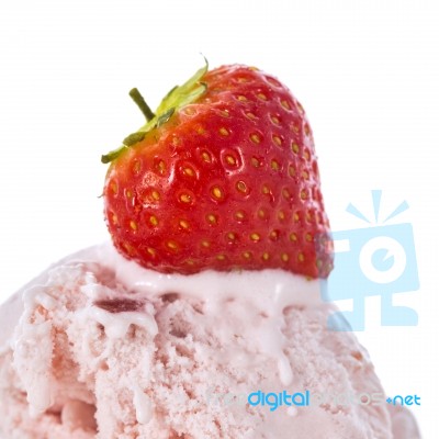 Strawberry Ice Cream And Fruit Stock Photo