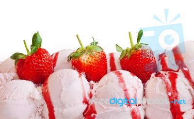 Strawberry Ice Cream Ball Stock Photo