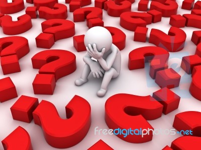 Stressed Figure With Question Mark Stock Image
