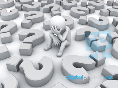 Stressed Figure With Question Marks Stock Image