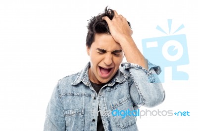 Stressed Young Man , Depressed Stock Photo