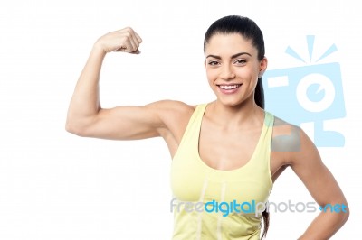 Strong Sporty Woman Posing Stock Photo
