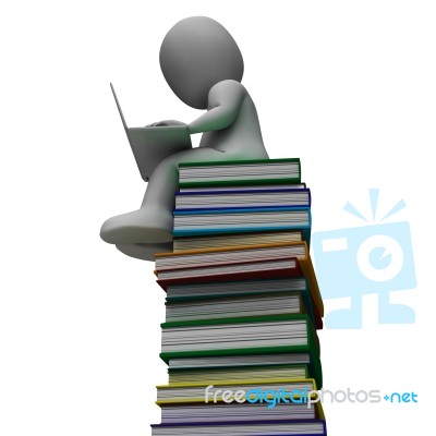 Student With Laptop On Books Showing Education Stock Image