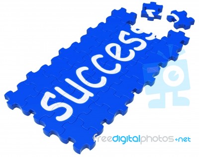 Success Puzzle Shows Accomplishment And Successful Business Stock Image