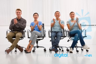 Successful Executives Applauding Office Stock Photo