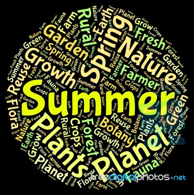Summer Word Shows Hot Weather And Midsummer Stock Image