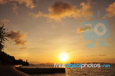 Sunrise On The Si Chang Island, Thailand Stock Photo