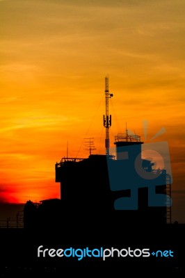 Sunset And Building Vertical Stock Photo