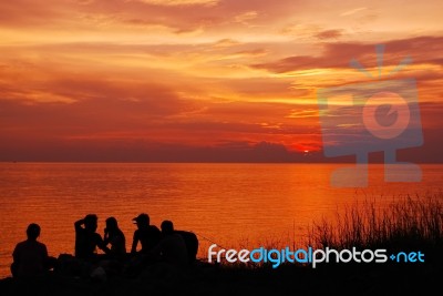 Sunset And Seascape Stock Photo