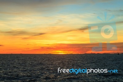 Sunset At Sea Stock Photo