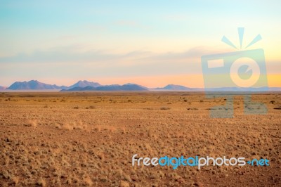 Sunset  At Sossus Dune Lodges In Namibia Stock Photo