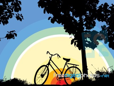 Sunset Of Bike Stock Image