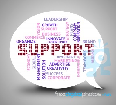 Support Bubble Represents Aid Assistance And Helpdesk Stock Image