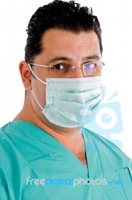 Surgeon posing With Face Mask Stock Photo