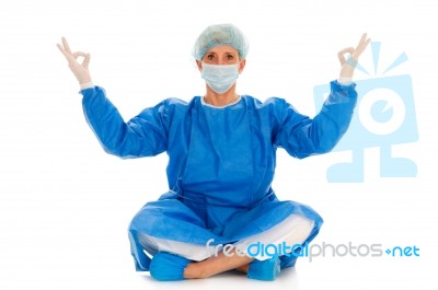 Surgeon Practicing Yoga Stock Photo