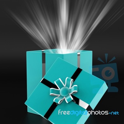 Surprised Surprise Indicates Gift Box And Wrapped Stock Image
