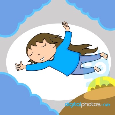 Sweet Dream On The Sky - Cartoon Icon Stock Image