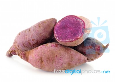 Sweet Potatoes On A White Background  Stock Photo