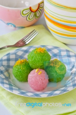 Sweet Sticky Rice Balls Stock Photo