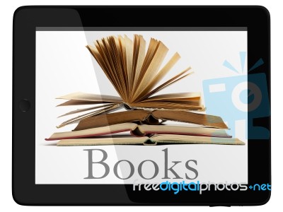 Tablet Computer And Book Stock Image