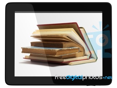 Tablet Computer And Books Stock Image