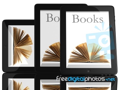 Tablet Computer With Books Stock Image