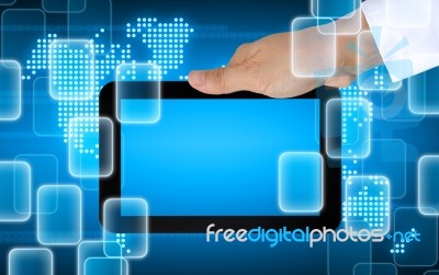Tablet Pc On Hand Stock Photo